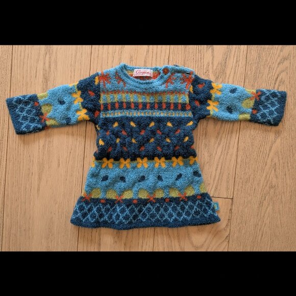 CLAYEUX Girls Knit Sweater Dress 18 months / 81 made in France - Picture 1 of 8